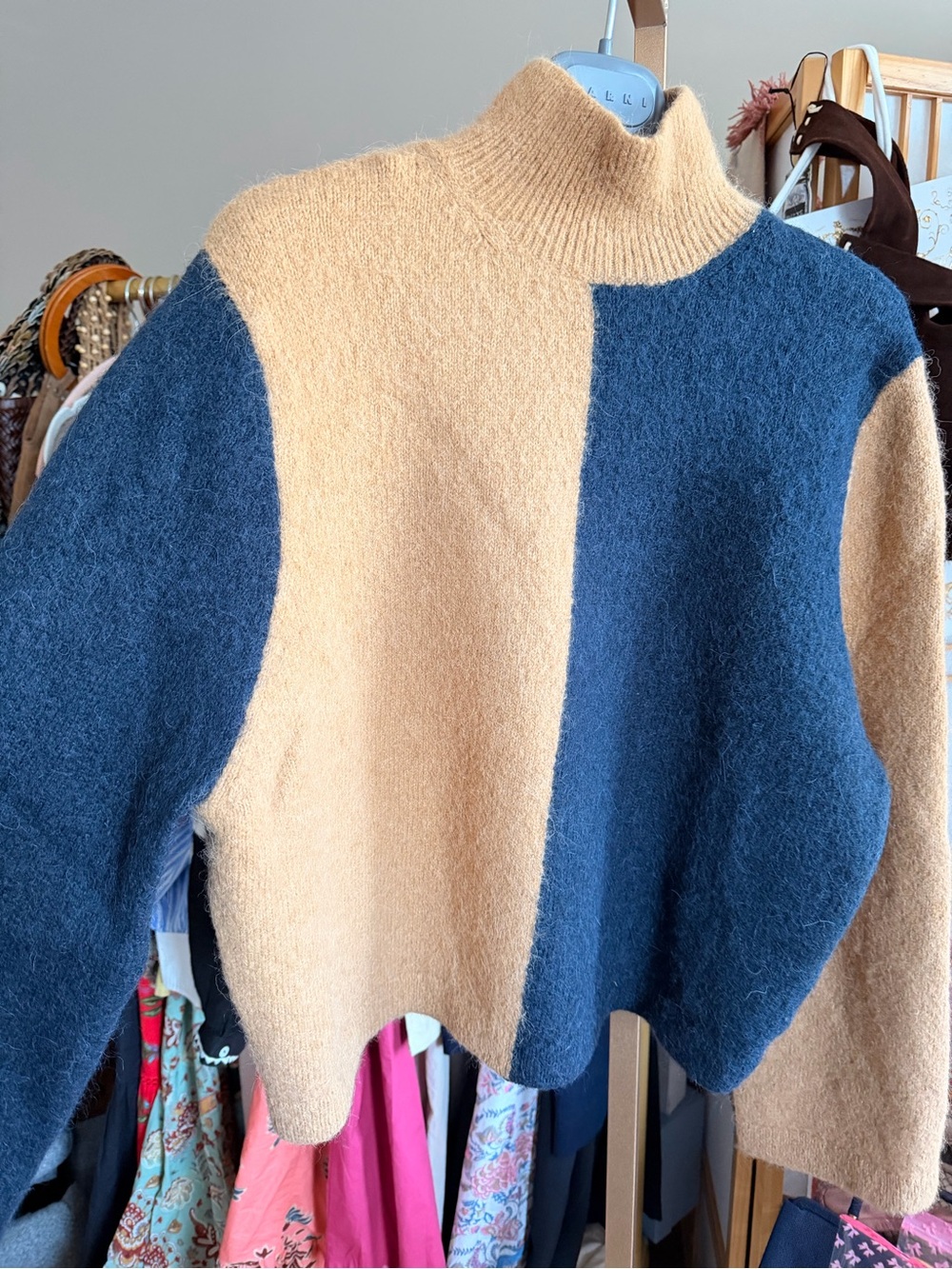 & Other Stories Stockholm Atelier Alpaca Wool Colorblock Turtleneck Sweater M - Picture 2 of 6